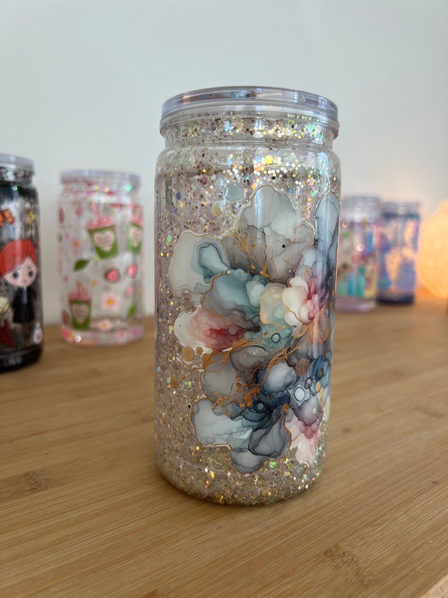 ✨Snowglobe Cup✨ Colorpop White-Rose Design